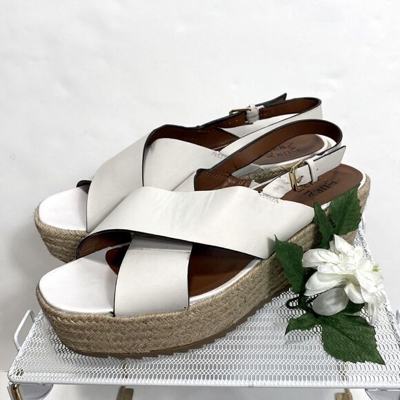 Naturalizer White  Slingback Espadrille Sandals A Cross-band Wedges size 12 Wide - Picture 2 of 14